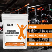 Créatine monohydrate micronisée en poudre, marque privée, 500 g, 5 g par portion, 100 portions, végétalien, soutien énergétique avant l'entraînement