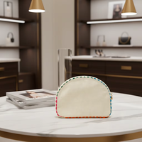 Sac de maquillage portable en toile brodée personnalisée, écologique, avec fermeture éclair, pour filles – Vente chaude en gros