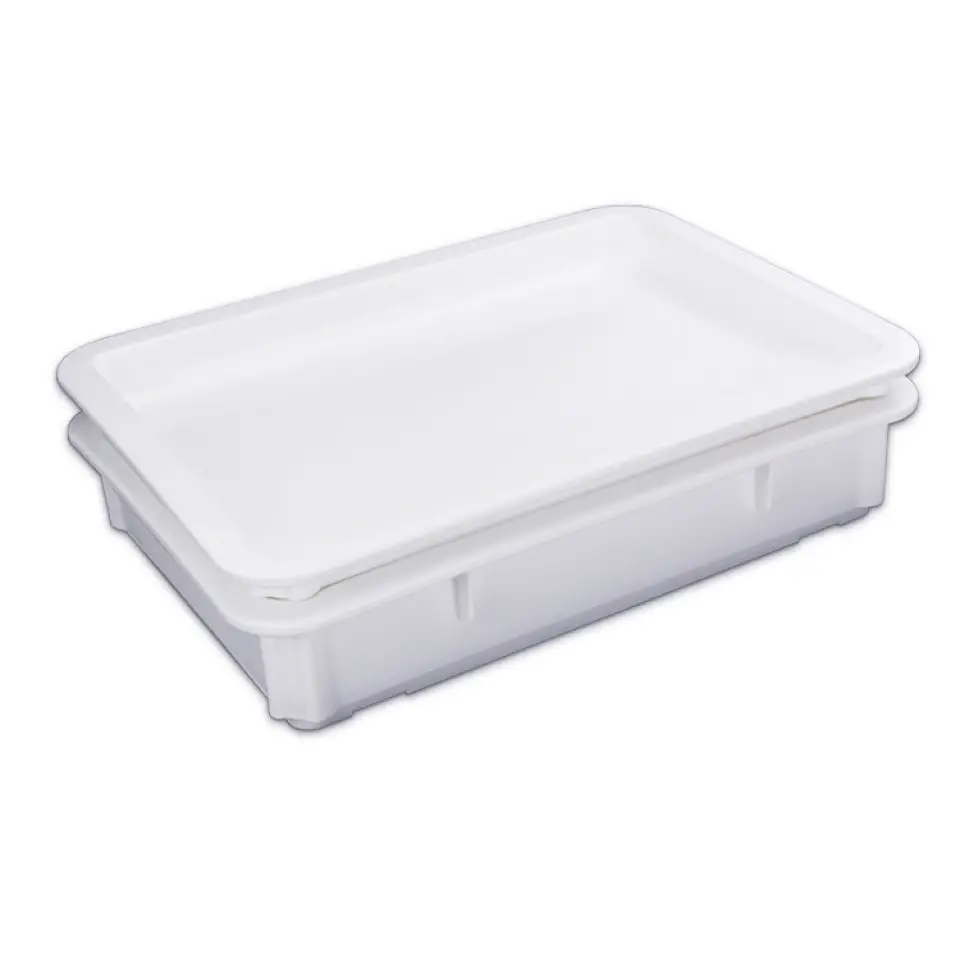 18 x 13 Inch Plastic Polypropylene PP White Stackable Bakery Dough Proofing Tray Container Pizza Teig Box