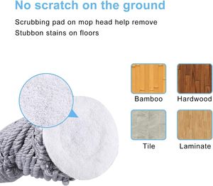 Fregona húmeda fácil de escurrir con cabezal reutilizable de mango <span class=keywords><strong>largo</strong></span> inoxidable para limpieza del hogar de alta calidad - Product Image 4