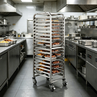 Chariot de transport alimentaire en acier inoxydable avec 17 niveaux pour bacs Gastronorm GN, certifié UKW CE, pour fours de boulangerie
