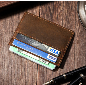 Factory Custom Crazy Horse Leather Credit Card Holder Vintage Style Slim Credit Card Wallet for Corporate Bulk Gifts & Business - Product Image 5
