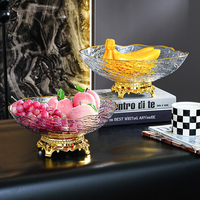 Plateau à fruits en plastique de luxe avec incrustation dorée, base dorée, écologique, pour bonbons, fruits et noix, idéal pour KTV, maison et restaurant
