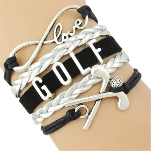 Manufacturer Infinity Love GOLF Charm Leather Bracelet Golf Team Jewelry Bracelets for Women