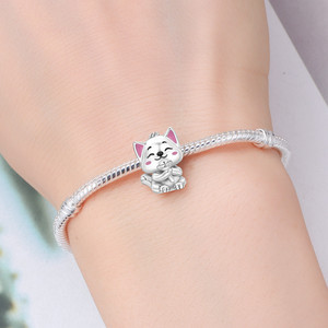 Original <b>Cute</b> White Brass Beaded <b>Bracelet</b> — Lollipop Cat DIY Jewelry, Personalized Accessories for Women - Product Image 6