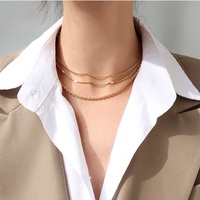 Collier ras du cou en acier inoxydable pour femmes, 18k, maille en perle de serpent, plaqué or, vente en gros, bijoux Fashion