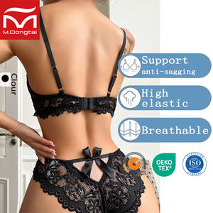 Set <span class=keywords><strong>Intimo</strong></span> <span class=keywords><strong>Donna</strong></span> Taglie Forti Senza Cuciture in Pizzo, Reggiseno Senza Ferretto 3/4 Cup Traspirante con Spalline Regolabili, Slip a Vita Alta con Motivo Floreale - Product Image 2