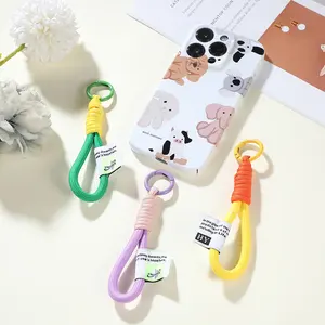 Creative new hand-woven cotton rope key chain pendant car key pendant colorful key rope for gifts