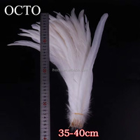Prix de gros d'usine, plumes de queue de coq naturelles blanches comme neige, 40-45/45-50 cm de long, pour la décoration de vêtements de carnaval, artisanat DIY