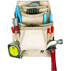 Accessoires d'outils <span class=keywords><strong>de</strong></span> travail 179354 Sac à outils et à clous pour charpentier en cuir pleine fleur inversé à 10 poches pour le rangement des outils, sacs <span class=keywords><strong>de</strong></span> travail quotidiens - Product Image 2
