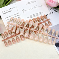 Faux ongles prêts à poser faits main, couleur rose nude unie, semi-finis, peints par pulvérisation, forme cercueil, couvrance totale, courts