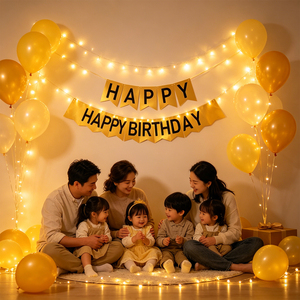 สายสะพายสุขสันต์วันเกิดสีทองพร้อมตัวอักษรสีดำ ของตกแต่งงานปาร์ตี้สุดหรู บรรจุ 12 ชิ้นต่อถุง - Product Image 3