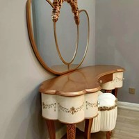 Table de toilette en bois massif de style européen et table de maquillage peinte de style américain avec miroir intégré