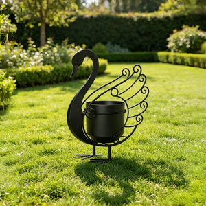 <span class=keywords><strong>Vase</strong></span> décoratif en fer forgé en forme de cygne, grande capacité, <span class=keywords><strong>pour</strong></span> la maison, le jardin, décoration extérieure, pot de fleurs, support <span class=keywords><strong>pour</strong></span> plantes en fer - Product Image 3