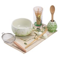Ensemble de thé matcha Baibenli Spring Point, écologique, durable, quatre pièces en céramique, design moderne minimaliste pour la cérémonie du thé à la maison