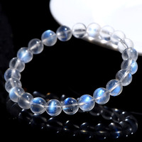 Gelang batu bulan biru Sri Lanka kualitas tertinggi gelang kristal cahaya bulan biru terang Mimpi gaya Feng Shui