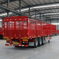 Nouvelle semi-remorque JINFENG 2/3/4 essieux 30-80 tonnes en acier pour le transport d'animaux, de bétail et de canne à sucre, avec barrière rabattable, pneus 12R22.5 à air