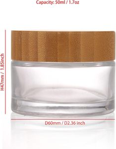 Envases Redondos de Bambú de 50g, Tapas de Bambú para Frascos de Vidrio Cosméticos Vacíos, Fabricante de Frascos de Vidrio con Tapa de Bambú - Product Image 4