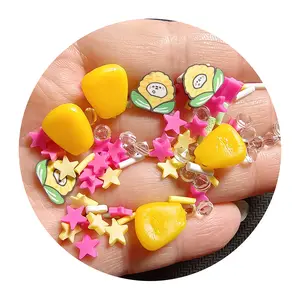 100bag Artificial Corn Niblet PVC Resin Charm Polymer Clay Slices Star Sprinkles Clear Beads for Christmas Themed Decoration