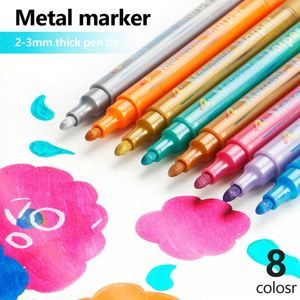 8 Colors Metallic <b>Marker</b> Set 2-3mm Wide Tip High Gloss & Bright Acrylic Ink Non-Toxic & Eco-Friendly for Metal Wood & DIY Art - Product Image 1