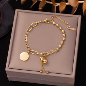 Nuova moda luce alla moda di lusso in acciaio inossidabile placcato <span class=keywords><strong>oro</strong></span> maglia geometrica da donna bracciale pendolare senza sbiadimento coppia - Product Image 3