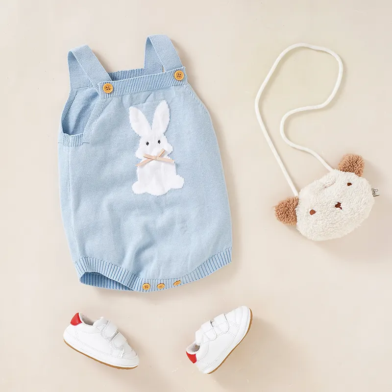 Baby Boy Romper Newborn Toddler Clothes Cute Bunny Baby Gilr Summer Sleeveless Romper Jumpsuit Kids Clothes 100% Cotton Knitted