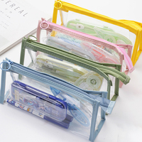 Sac à crayons personnalisé avec logo en PVC, fermeture éclair, fournitures scolaires pour la rentrée scolaire, étui pour crayons, organisateur de maquillage, sacs cosmétiques
