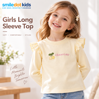 Korte mouw T-shirt met kersenborduursel voor meisjes, kinder top, OEM ODM groothandel leverancier