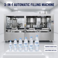 Machine de remplissage automatique intelligente PLC pour eau potable pure en bouteilles PET et en verre, avec rinçage et bouchage automatiques