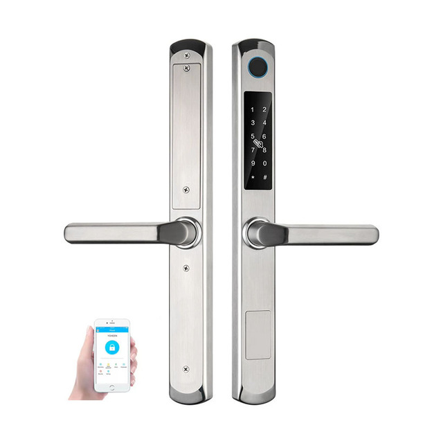 304 Stainless Steel Rust-proof Waterproof Handle Lock Sliding Door Smart Lock Tuya WiFi Narrow Door Lock