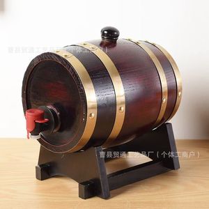Fût en bois de 3L en chêne avec bandes en laiton et robinet pour la présentation de vin sur comptoir - Product Image 1
