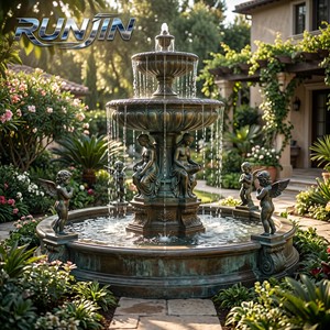 Fontaine de jardin en bronze, statue de déesse, petite fontaine d'ange, sculpture d'art métallique pour aménagement paysager - Product Image 1