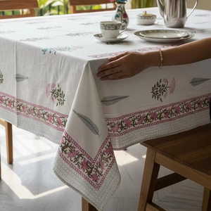 Floral Cotton Tablecloth White Pink Dining Table Cover Printed Table Linen Kitchen Decor Washable Table Cover - Product Image 1