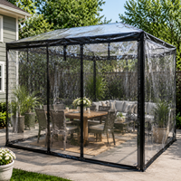 Lona de Poliéster Transparente Laminada con PVC, Impermeable, con Ojales, para Invernadero o Patio