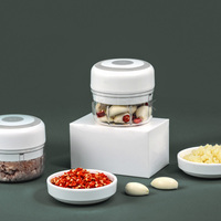 2 Cups Draadloze Knoflook Stamper Voedsel Cutter, Handheld Draagbare Knoflook Mincer Peper Groente Noten Kinderen Voedsel Blender
