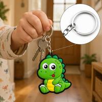 Individueller Niedlicher Cartoon-Dinosaurier 3D Weicher PVC-Schlüsselanhänger Matt-Finish Grüner Baby-Dino Gummi-Charm Geschenk