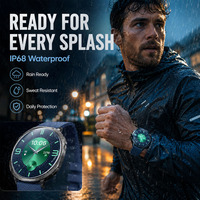 KM100 Nuovo Smartwatch con Schermo Curvo Rotondo Modalità Sportive Torcia Monitoraggio Salute Fitness IP68 Impermeabile per Uomini e Donne