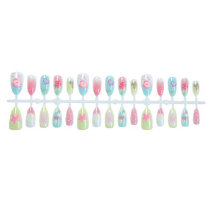 <span class=keywords><strong>Uñas</strong></span> Postizas Acrílicas con Diseño 3D <span class=keywords><strong>de</strong></span> Frutas Frescas <span class=keywords><strong>de</strong></span> Verano, Estilo Francés, con Corazones, Cuadros y Flores, Forma <span class=keywords><strong>de</strong></span> Almendra, 30 Piezas, Removibles - Product Image 5