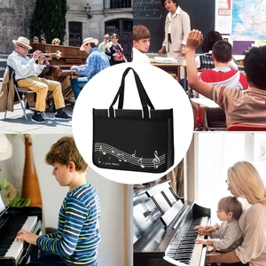 Sac fourre-tout pour partitions musicales, sac imperméable en Oxford pour partitions musicales, sac à main imprimé avec des notes de piano pour les étudiants en musique - Product Image 5