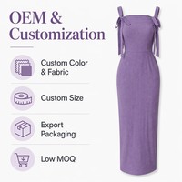 Robe longue tricotée brodée pour femme, couleur unie, sexy, respirante, 100% coton, idéale pour les vacances, fabrication usine