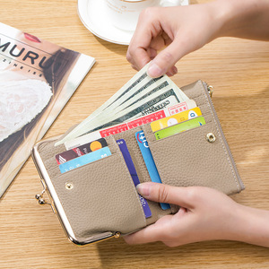 Ando Bag – portefeuille court en cuir de vache véritable pour femmes, porte-monnaie à fermeture Kiss Lock, porte-cartes - Product Image 4