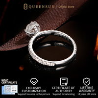 Bague de fiançailles solitaire IGI en or blanc massif 18 carats avec diamant de laboratoire taille coussin DE VS brillant, 4 griffes, bande pavée, taille personnalisée
