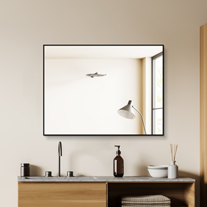 Specchio da Bagno con Cornice in Alluminio Nero 24x32 Pollici, Specchio da Parete HD Senza Rame Argento, da Appendere Orizzontalmente o Verticalmente - Product Image 2