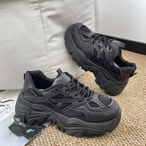 Zapatillas Deportivas Negras de Moda para Mujer con Suela Gruesa, Calzado Casual para Caminar, Estilo Deportivo - Product Image 2