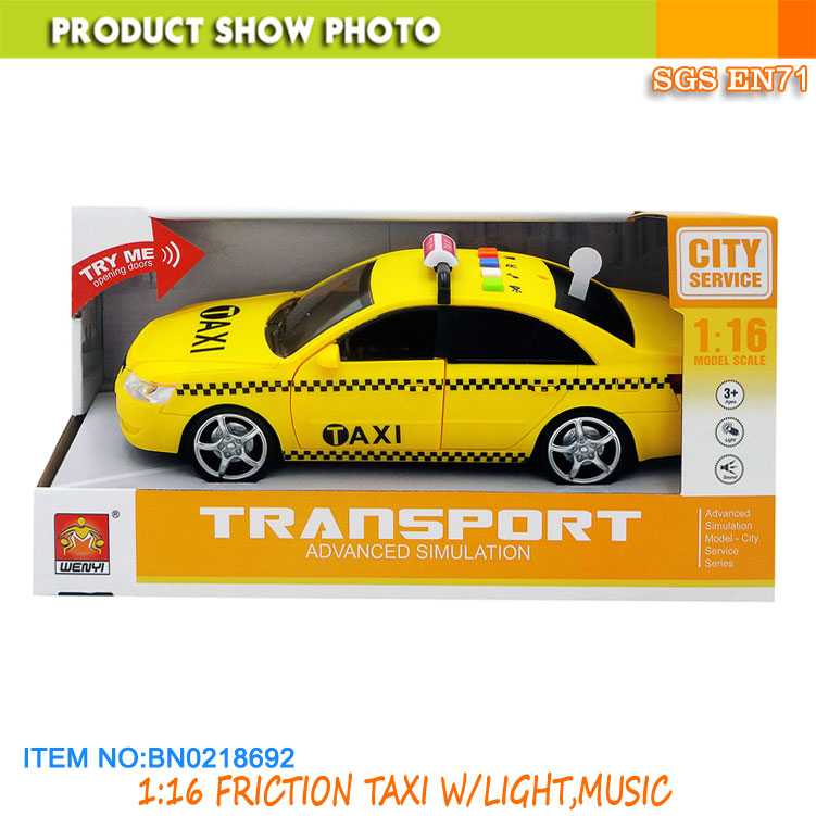en-taxi 17冊 1/16 Scale Light Musical Yellow Taxi Toy Friction Vehicle