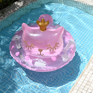 Childrens <b>Cat</b> Head Inflatable Swimming <b>Ring</b> Pink Cartoon Design For Kids Pool Use - Product Image 3