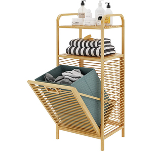 Tùy Chỉnh Nhà Máy Vải Túi Giặt Hamper Giỏ Tre Lưu Trữ Kệ Gỗ Giặt Hamper - Product Image 1