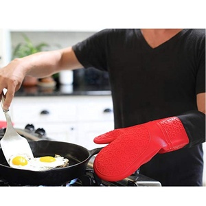 Mitaines de cuisine en coton, gants résistants à la chaleur <span class=keywords><strong>pour</strong></span> micro-onde, personnalisés, Extra longs, professionnels, en Silicone - Product Image 4