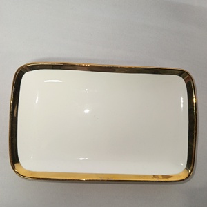 Bán buôn sứ trắng & vàng gốm tấm vuông vàng TRIM vuông tấm phẳng khá vàng ban nhạc hình chữ nhật tấm - Product Image 3