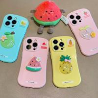 Perzik Watermeloen Ananas Fruit Design Cartoon Schattig Dameshoesje voor iPhone 17 16 15 14 13 12 11 Pro Max Plus 3D Jelly Covers